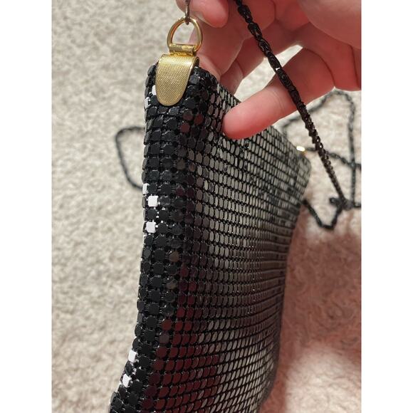 VTG Jotta Womens Mesh Metal Shoulder Evening Bag Black White Purse 1980s Fancy - Picture 10 of 13